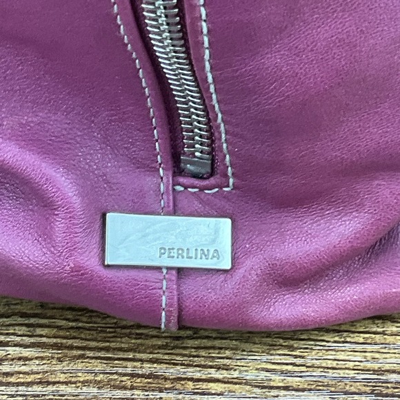 Perlina Magenta Leather Backpack With Flap Drawstring Closure Side Zipper VTG main image 6